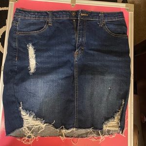 Distresses Jean Skirt